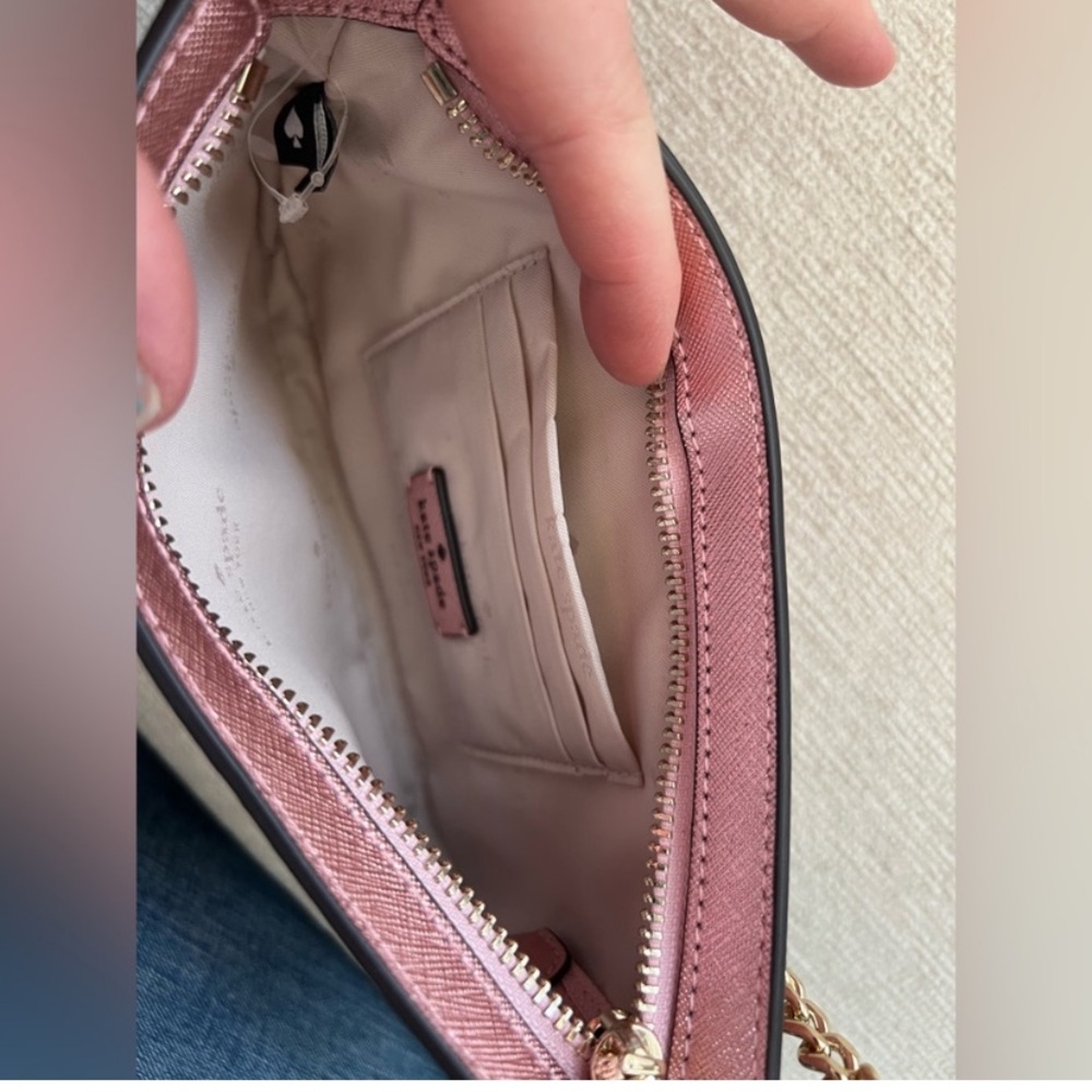 Kate Spade NWOT Glimmer Glitter Pochette in mitten pink and gold hardware - Picture 8 of 9